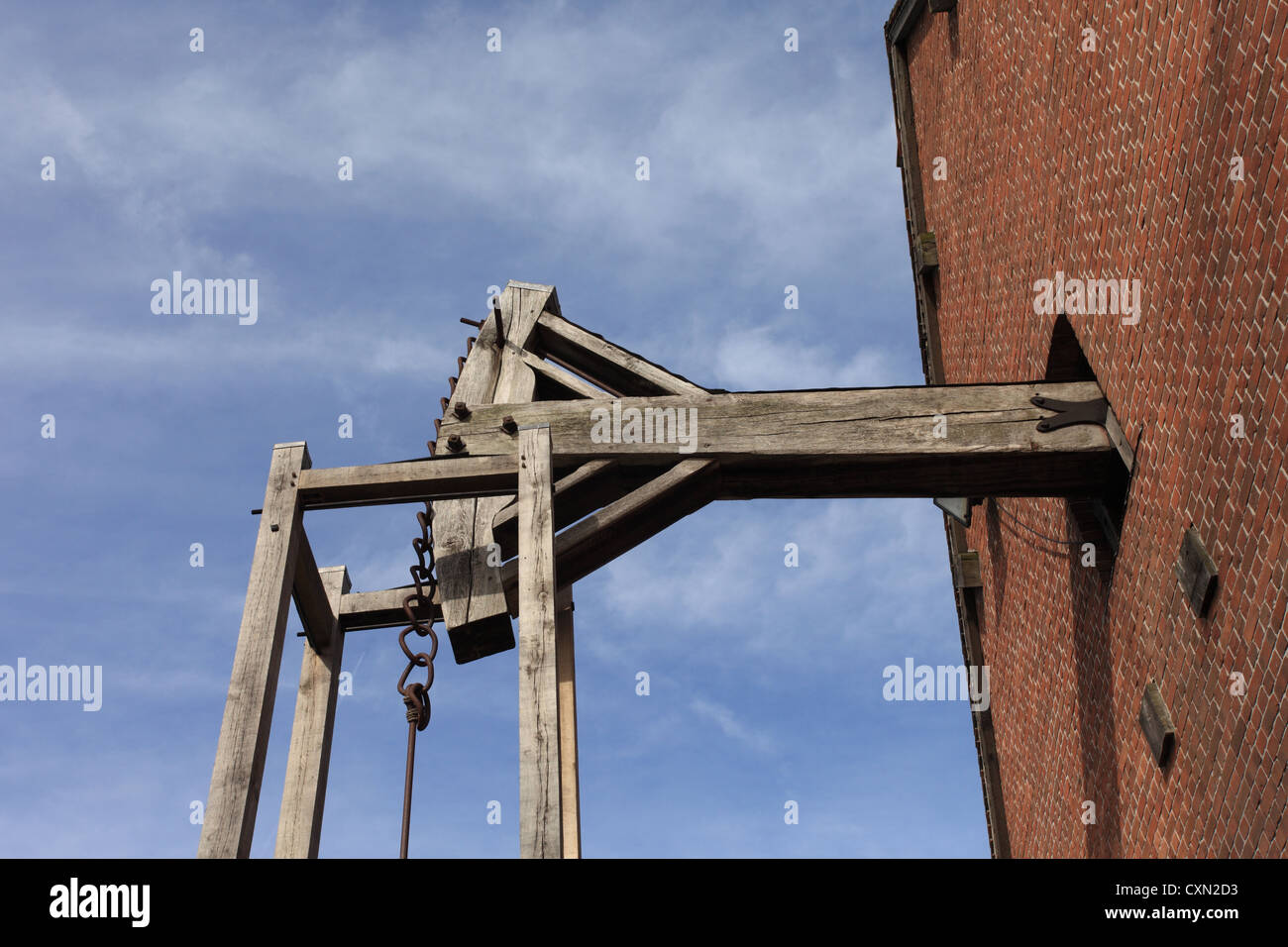 Arbeiten Newcomen-Dampfmaschine zu Pumpwasser aus gefluteten Kohlegruben im Taeger Jahrhundert in Großbritannien verwendet. Stockfoto