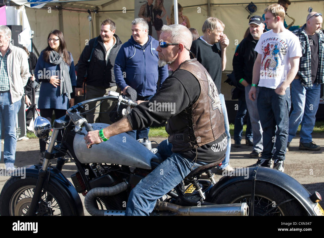 Chopper Motorrad bei einer Show in Gloucestershire, England Stockfoto