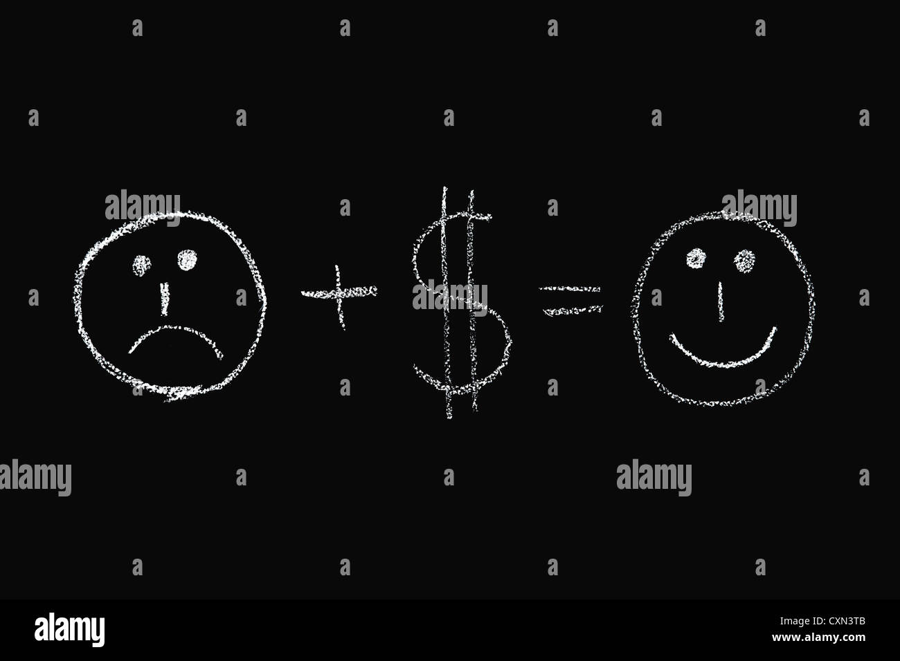 Geld können Sie machen glücklich - Konzept ertrinken an Tafel Stockfoto