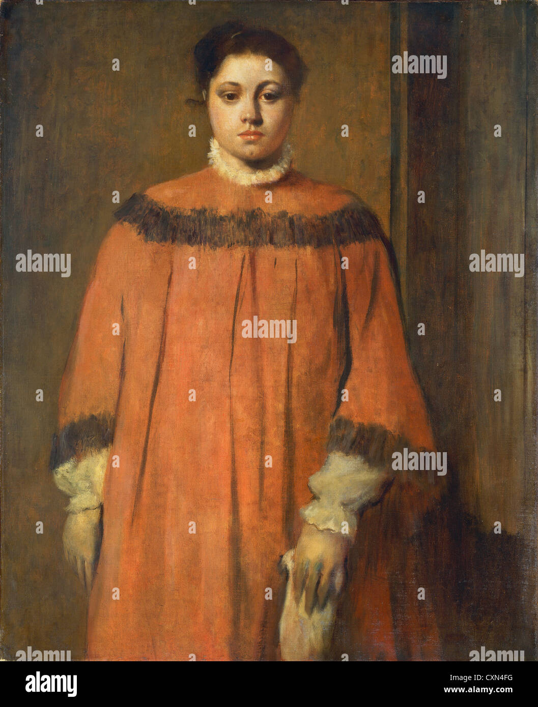 Edgar Degas, Mädchen in rot, Französisch, 1834-1917, c. 1866, Öl auf Leinwand Stockfoto