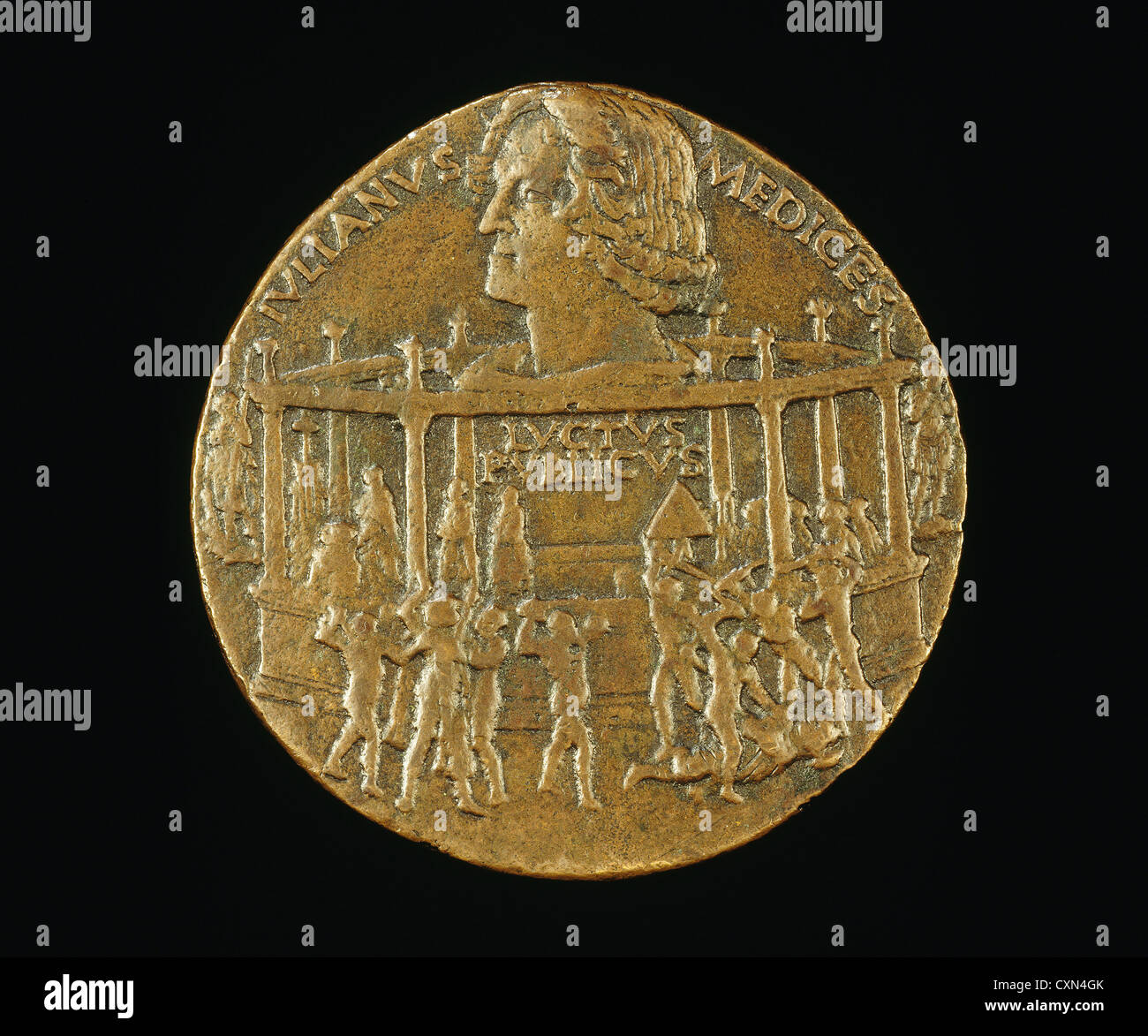 Bertoldo di Giovanni, die Ermordung von Giuliano ich de' Medici (der Pazzi Verschwörung Medaille) [rückwärts], Italienisch, c. 478, Bronze Stockfoto