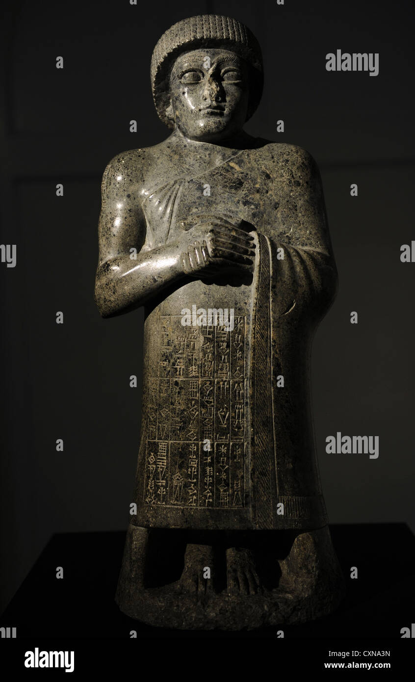 Mesopotamische Kunst. Gudea, ein Lineal (Ensi) des Staates von Lagash. Telloh. Sumer. Ny Carlsberg Glyptotek. Stockfoto