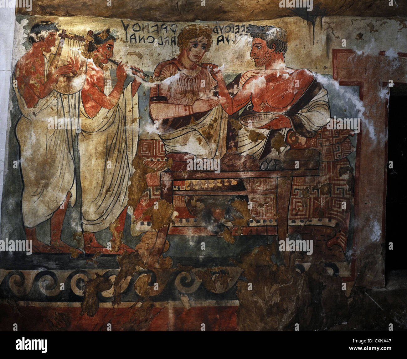 Etruskische Kunst. Grab der Schilde. Tarquinia. Velhur Velcha und seine Frau, Ravnthu Aprthnei. Ny Carlsberg Glyptotek. Stockfoto