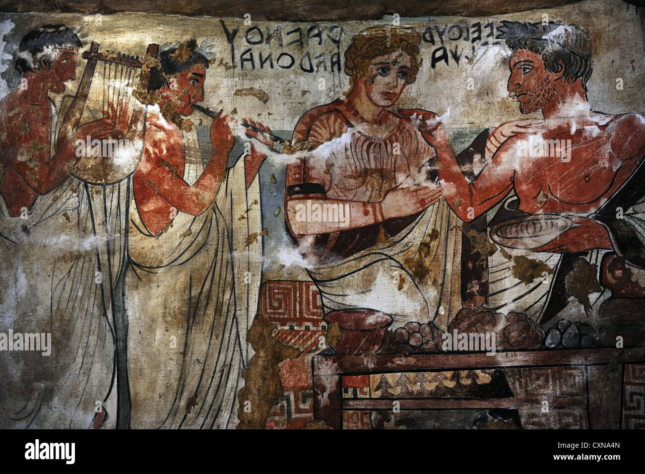 Etruskische Kunst. Grab der Schilde. Tarquinia. Velhur Velcha und seine Frau, Ravnthu Aprthnei. Ny Carlsberg Glyptotek. Stockfoto