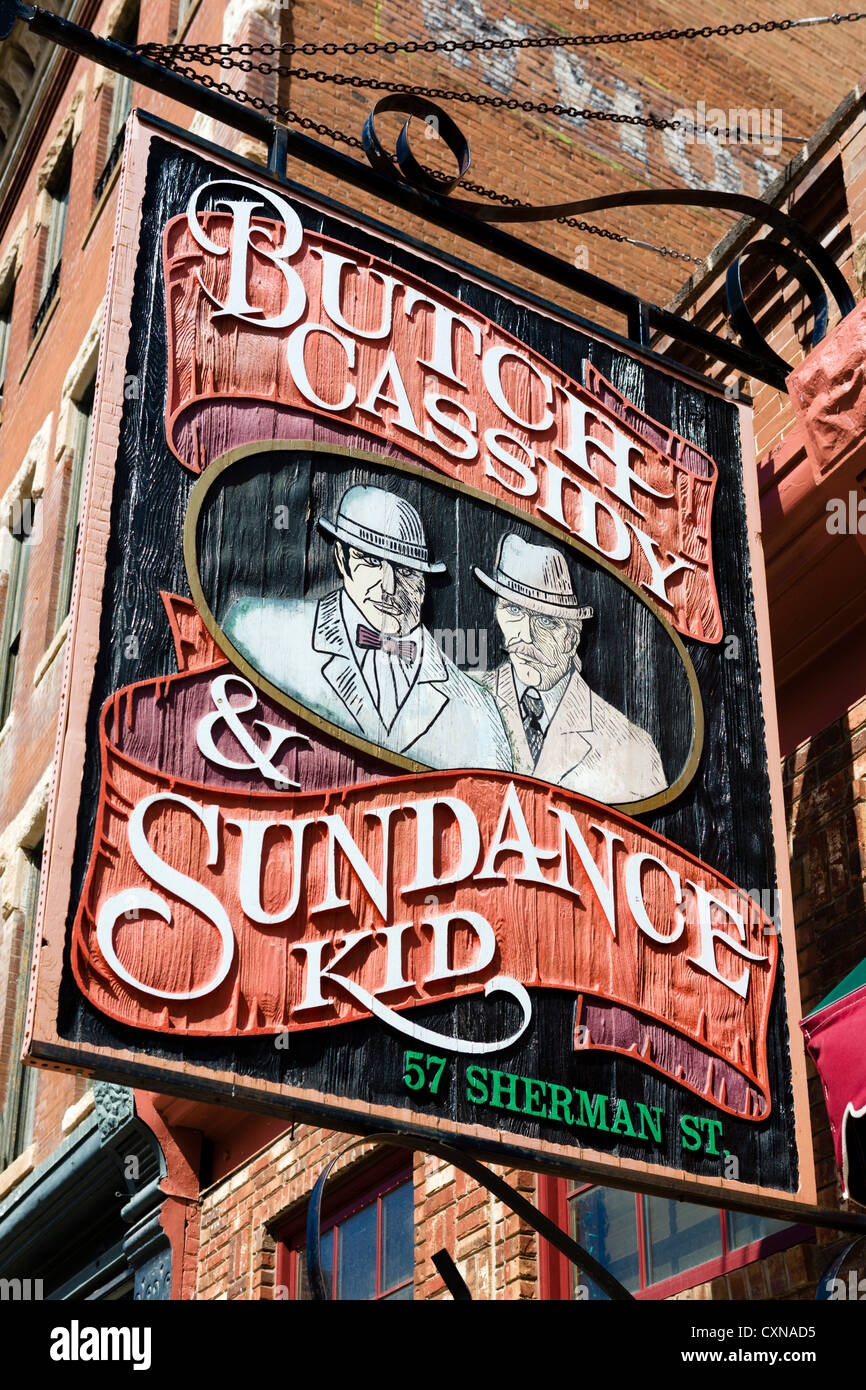 Butch Cassidy und Sundance Kid (Luxus-Suiten) anmelden Sherman Straße in der historischen Stadt Deadwood, South Dakota, USA Stockfoto