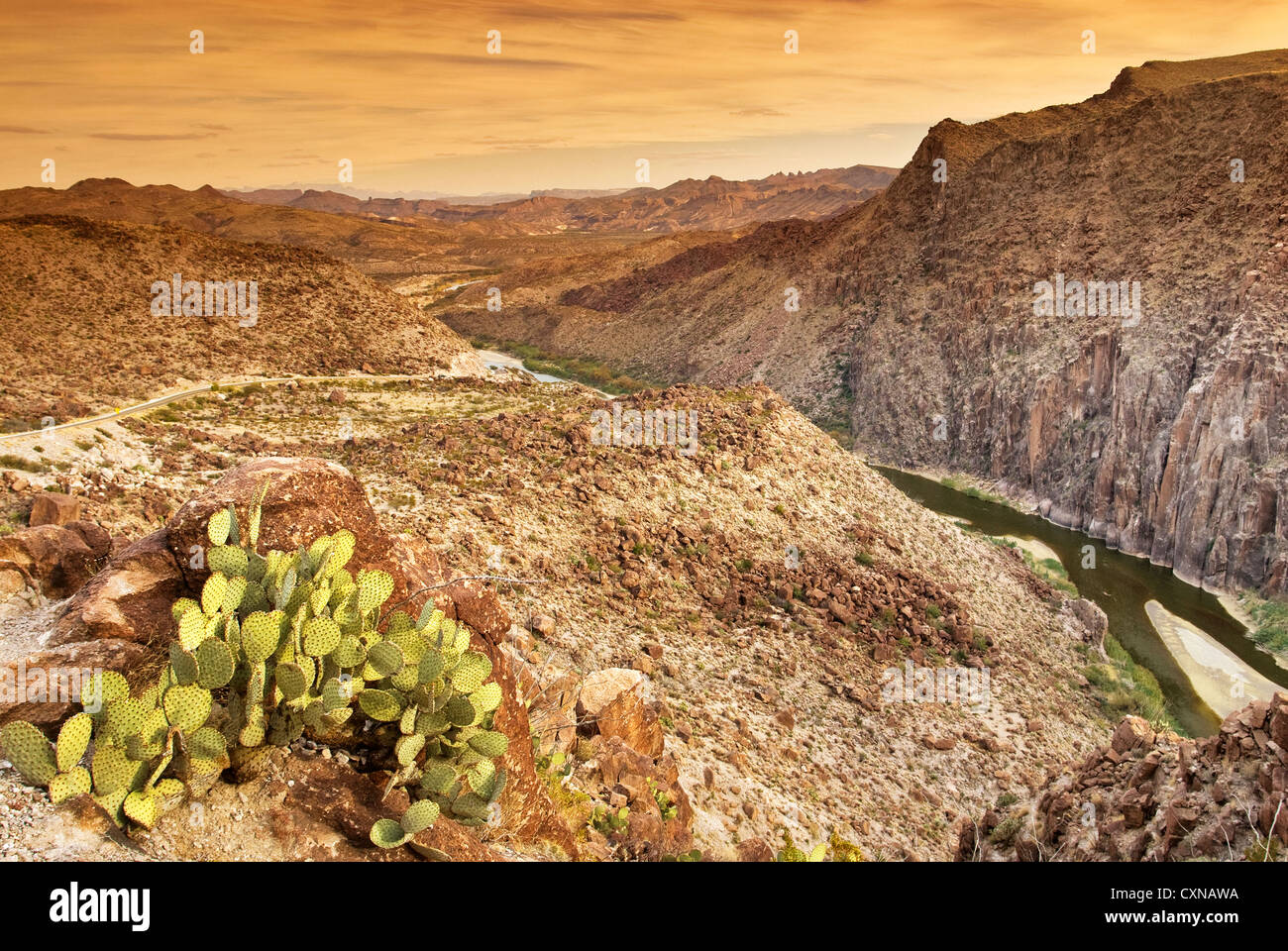 Rio Grande in Madera Canyon gesehen von La Questa (Big Hill) an der River Road in Big Bend Ranch State Park, Texas, USA Stockfoto