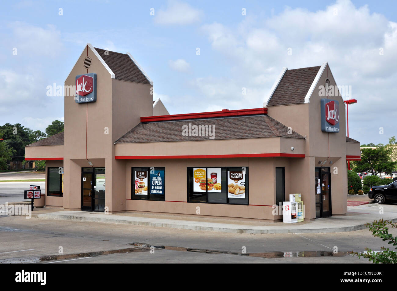 Ein Jack In The Box Restaurant in Tyler, Texas sitzt am Broadway geöffnet für Geschäft. Stockfoto