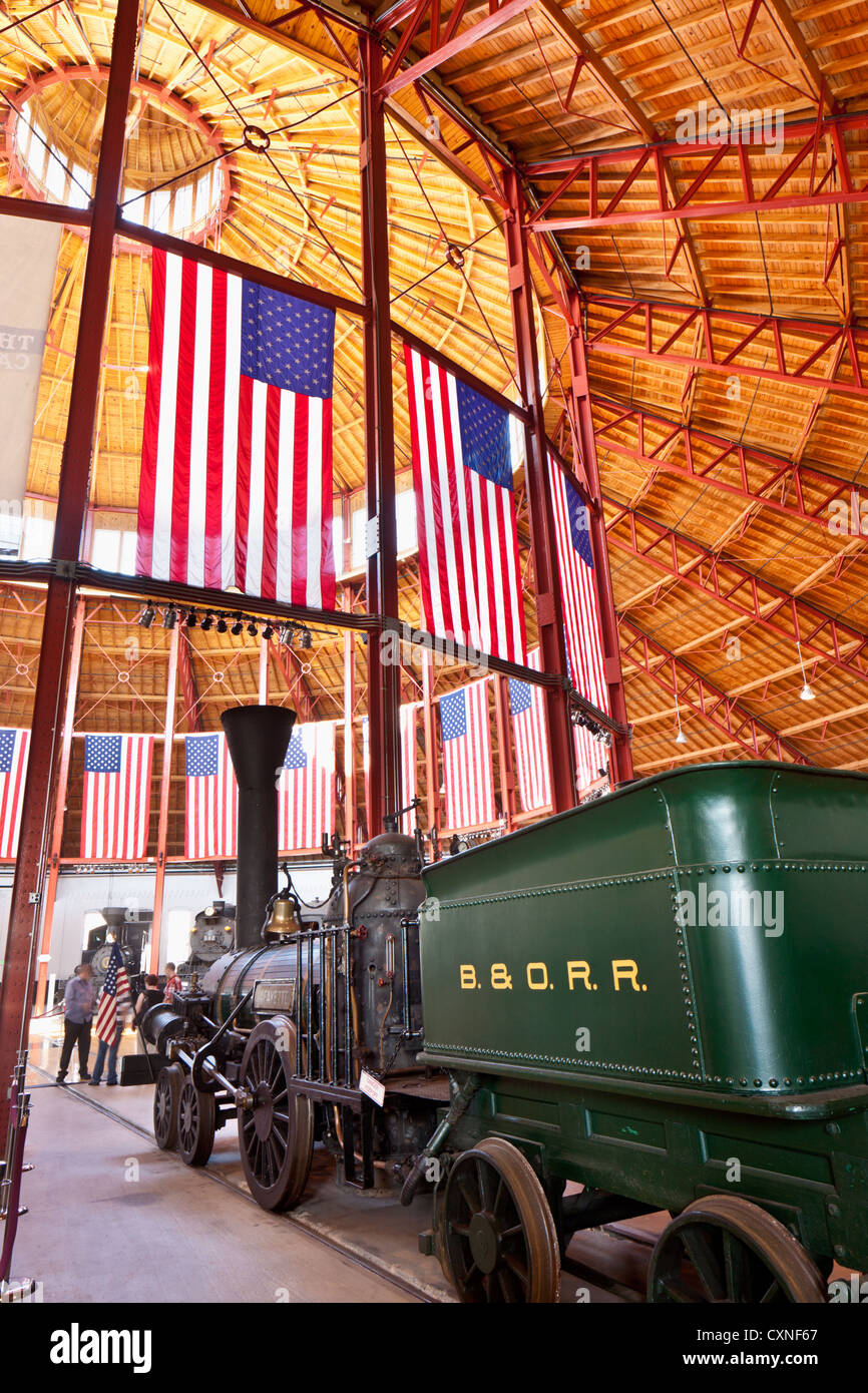 Baltimore and Ohio Railroad Museum, Baltimore, Maryland, hat die älteste Sammlung von amerikanischen Lokomotiven in Welt Stockfoto