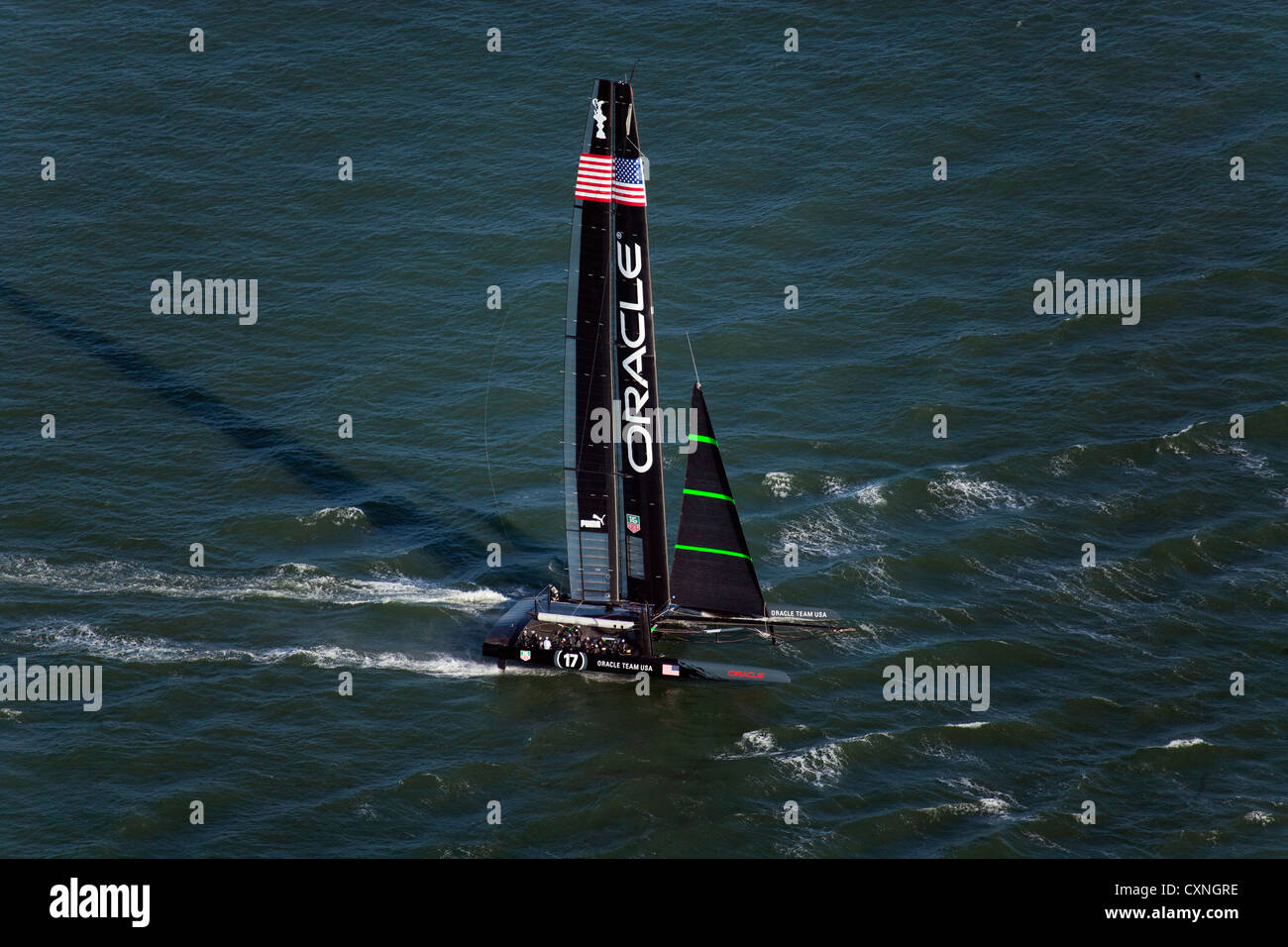 Luftaufnahme Oracle Racing America Cup San Francisco Bucht Kalifornien Stockfoto
