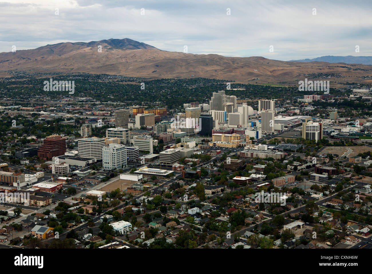 Luftaufnahme von Reno, Nevada Stockfoto