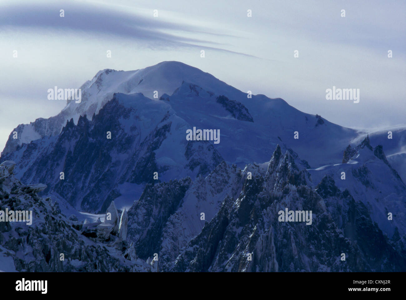 Mont Blanc von Grands Montets erschossen Stockfoto