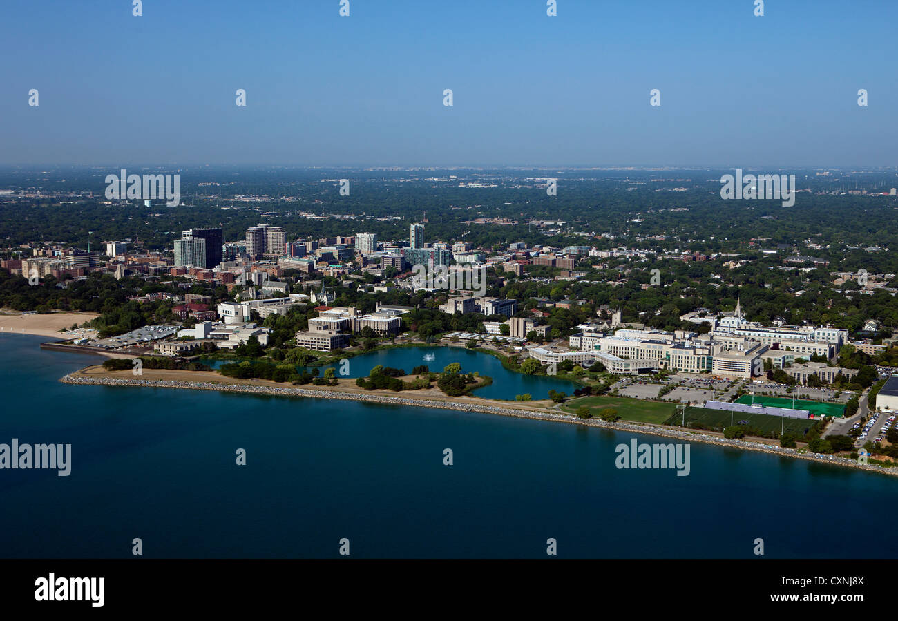 Luftaufnahme Northwestern University Evantson, Illinois Stockfoto