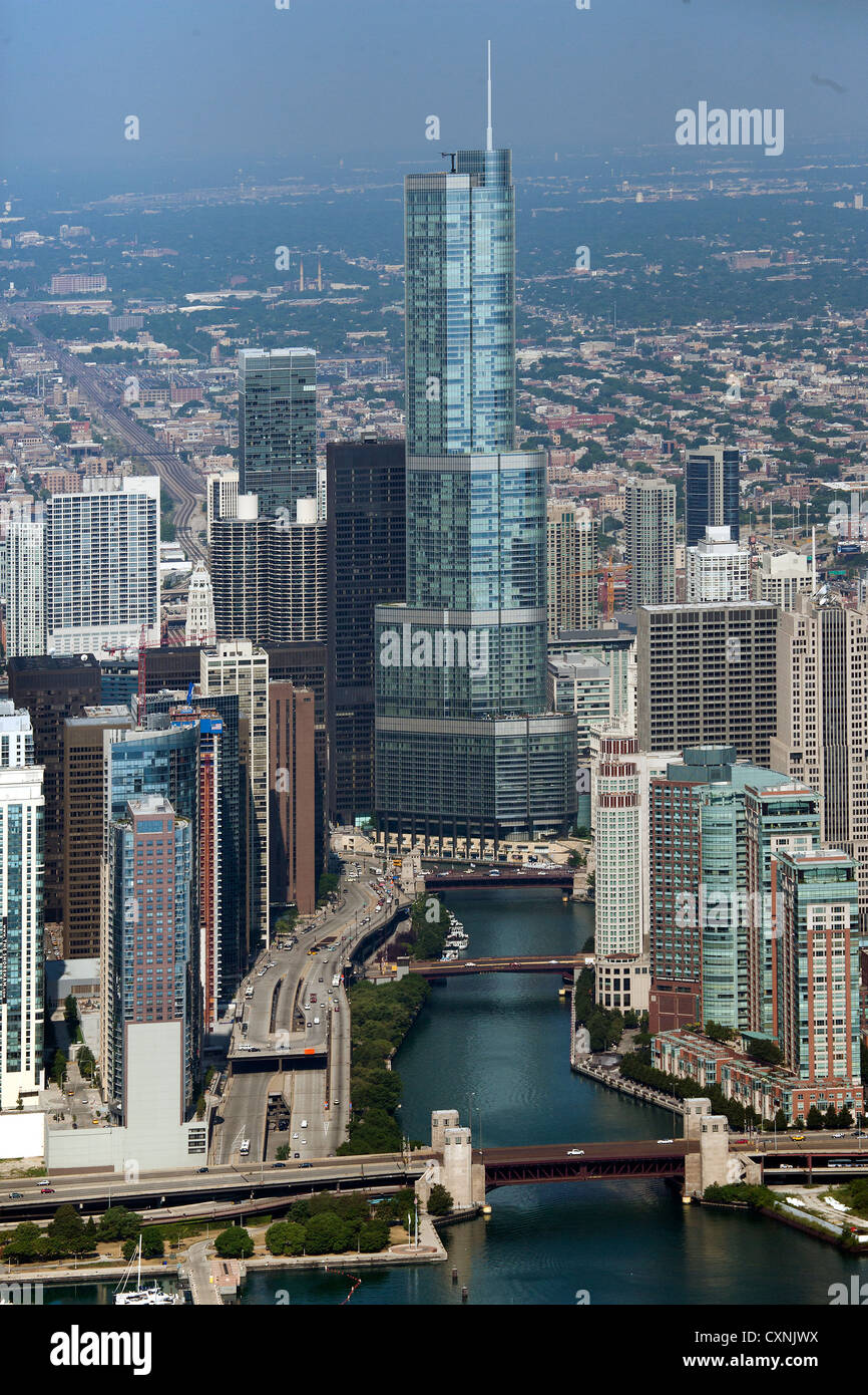 Luftaufnahme Trump International Hotel und Tower Chicago, Illinois Stockfoto