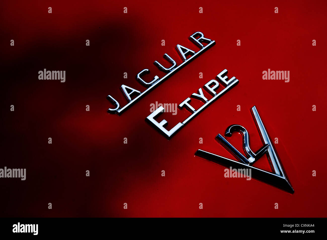 Jaguar E-Type hinten Abzeichen Stockfoto