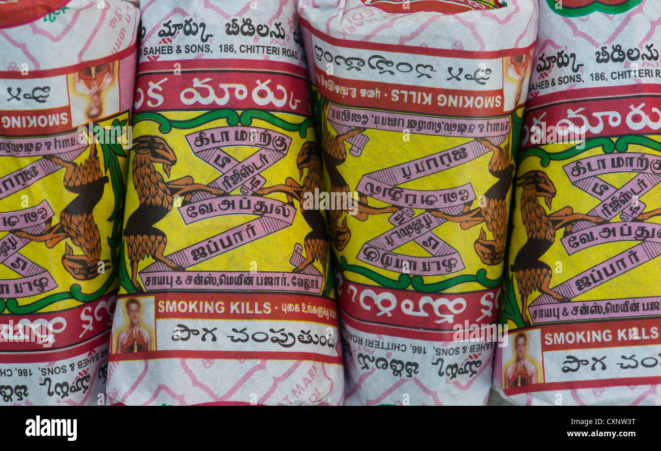Indische Beedies / Beedi / Zigaretten Stockfoto