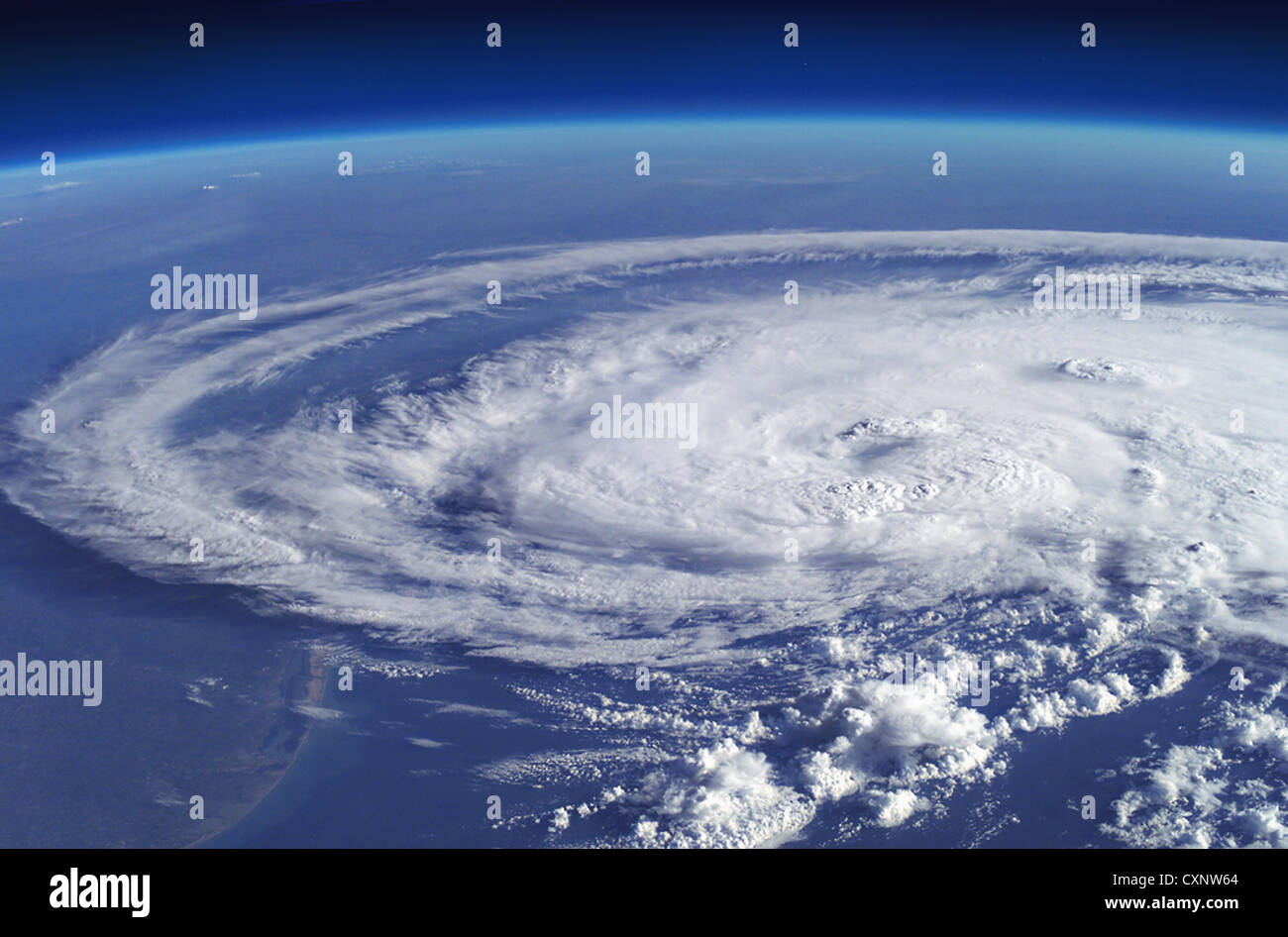 Hurrikan, gesehen aus dem Weltraum, Rundschreiben Stockfoto