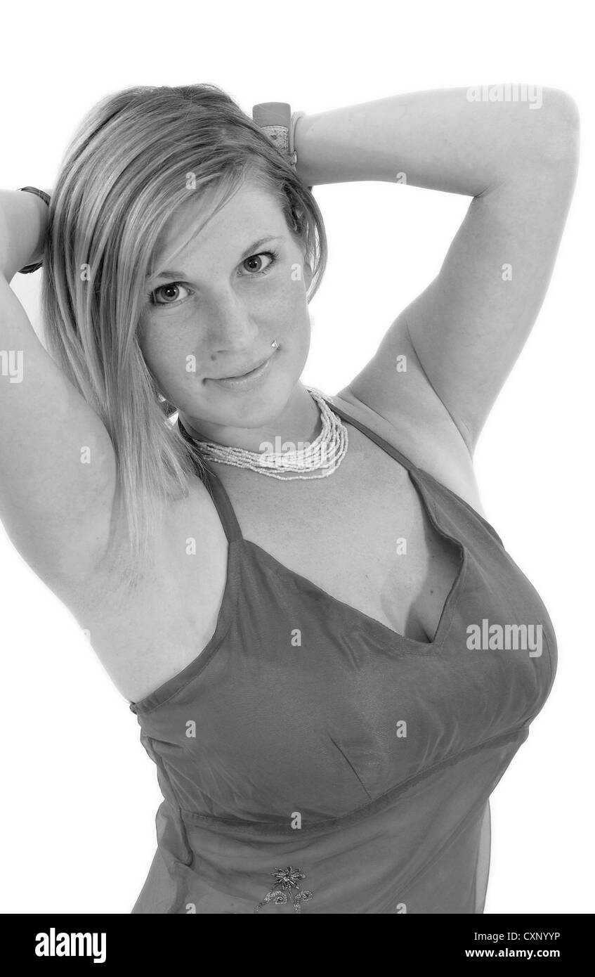 Younge busty blonde woman in Schwarzweiß-Stockfotos und -bilder - Alamy