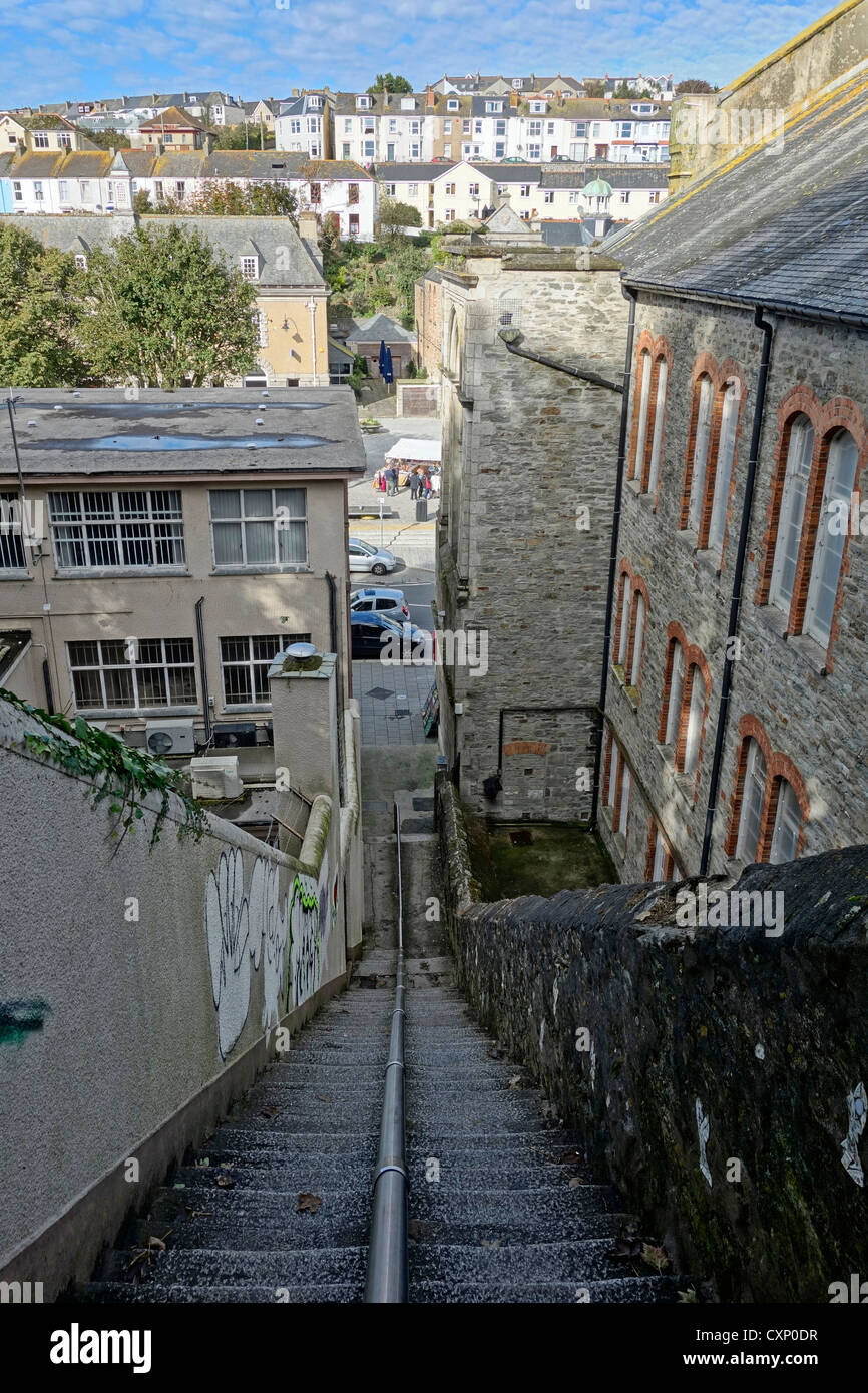 Auf der Suche nach unten die Jakobsleiter Schritte in Falmouth Cornwall UK. Stockfoto