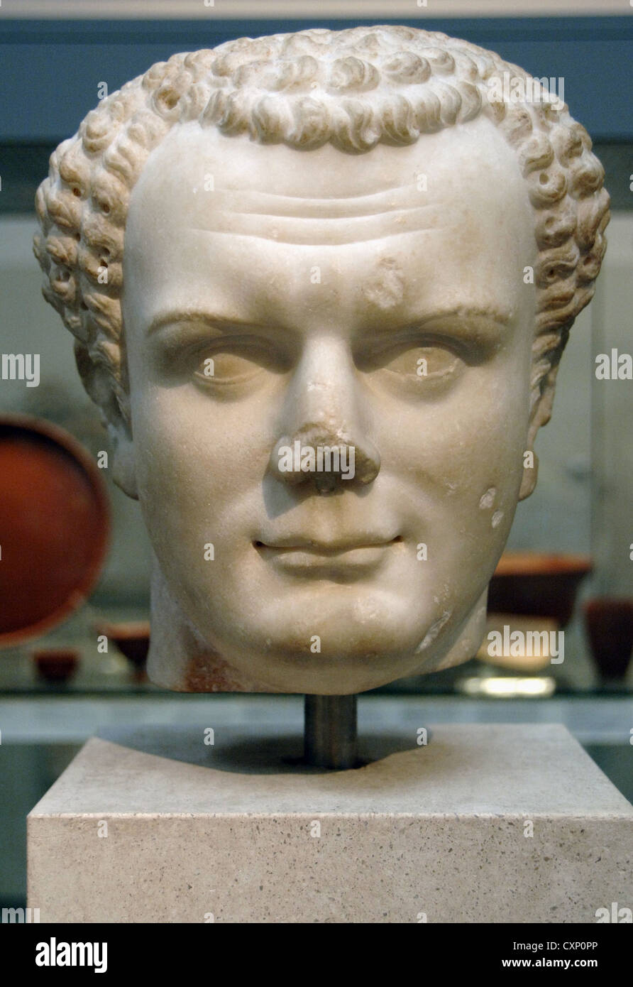 Titus (39-81 n. Chr.). Römischer Kaiser. Flavian Dynastie. Büste. Marmor. 70-80 N. CHR.. Von Utica, in der Nähe von Carthage. British Museum. London. Stockfoto