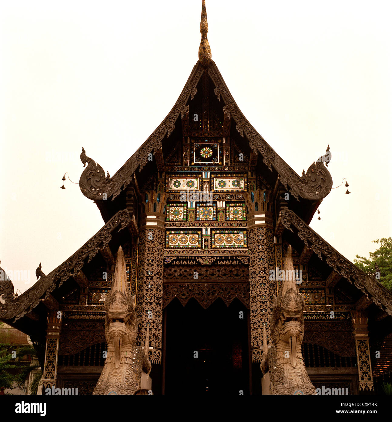 Wat Chedi Luang in Chiang Mai in Thailand in Fernost Südostasien. Buddhismus buddhistische Architektur Religion Geschichte Historisches Gebäude Reisen Stockfoto