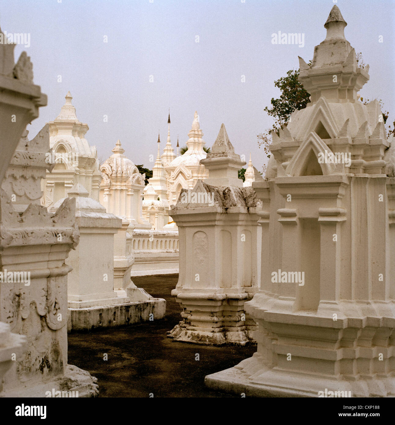 Thai Royal Friedhof im Wat Suan Dok aka Wat buppharam Chiang Mai in Thailand in Fernost Südostasien. orientalische Architektur Kunst historische Reisen Stockfoto