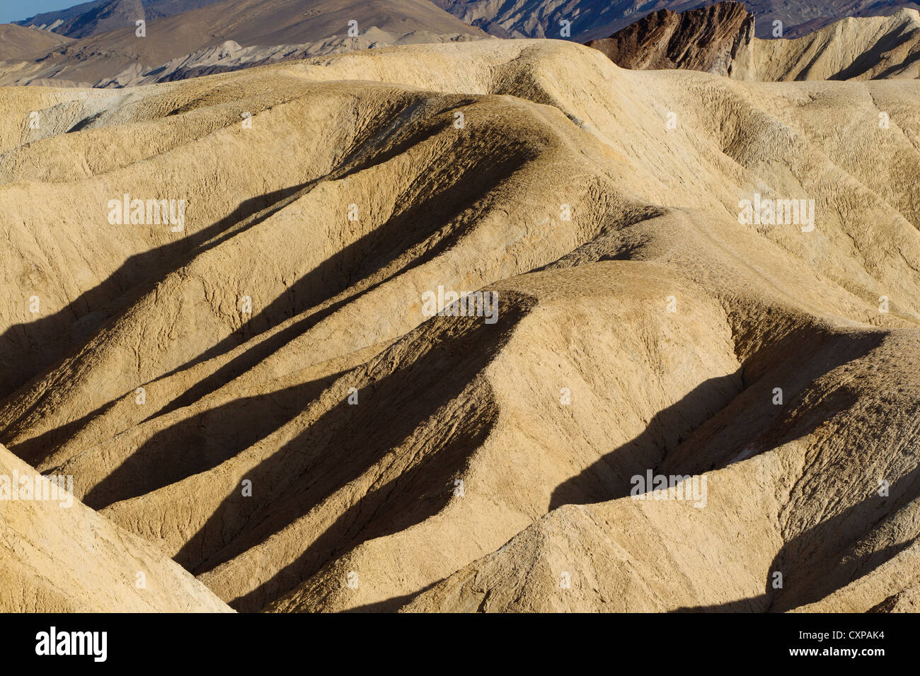 Badlands am Zabriskie Point, Death Valley Nationalpark, Kalifornien, Vereinigte Staaten von Amerika Stockfoto
