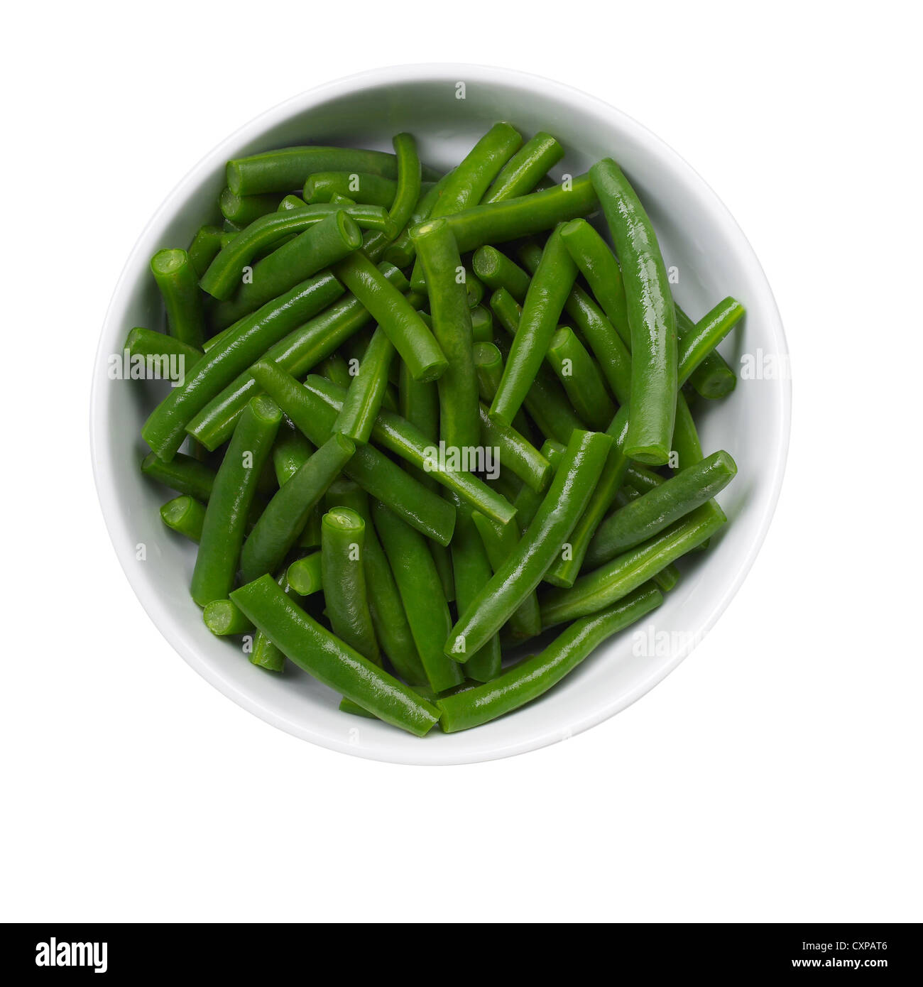 Schüssel mit grünen Bohnen Stockfoto