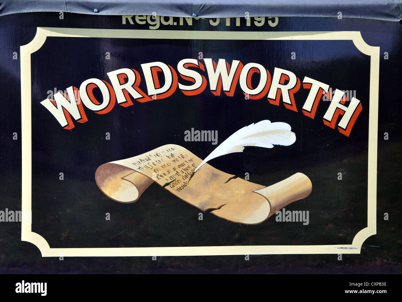 Wordsworth, Namen gemalt auf schmalen Boot, Stratford-upon-Avon, England, UK Stockfoto