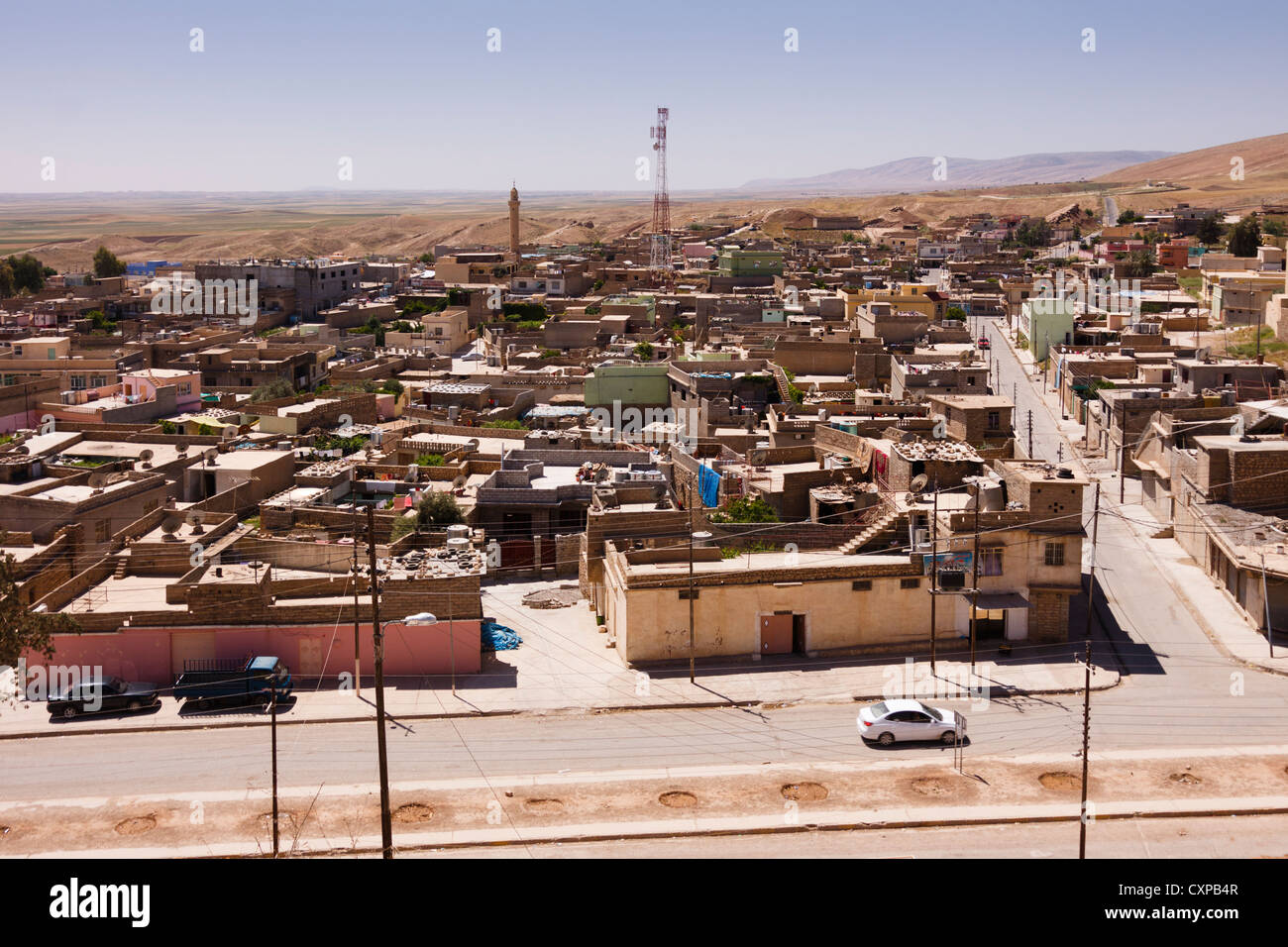 Übersicht über Baadre Ain Sifni, gutbürgerlich Sitz der Yeziden Hierarchie. Nordirak Stockfoto