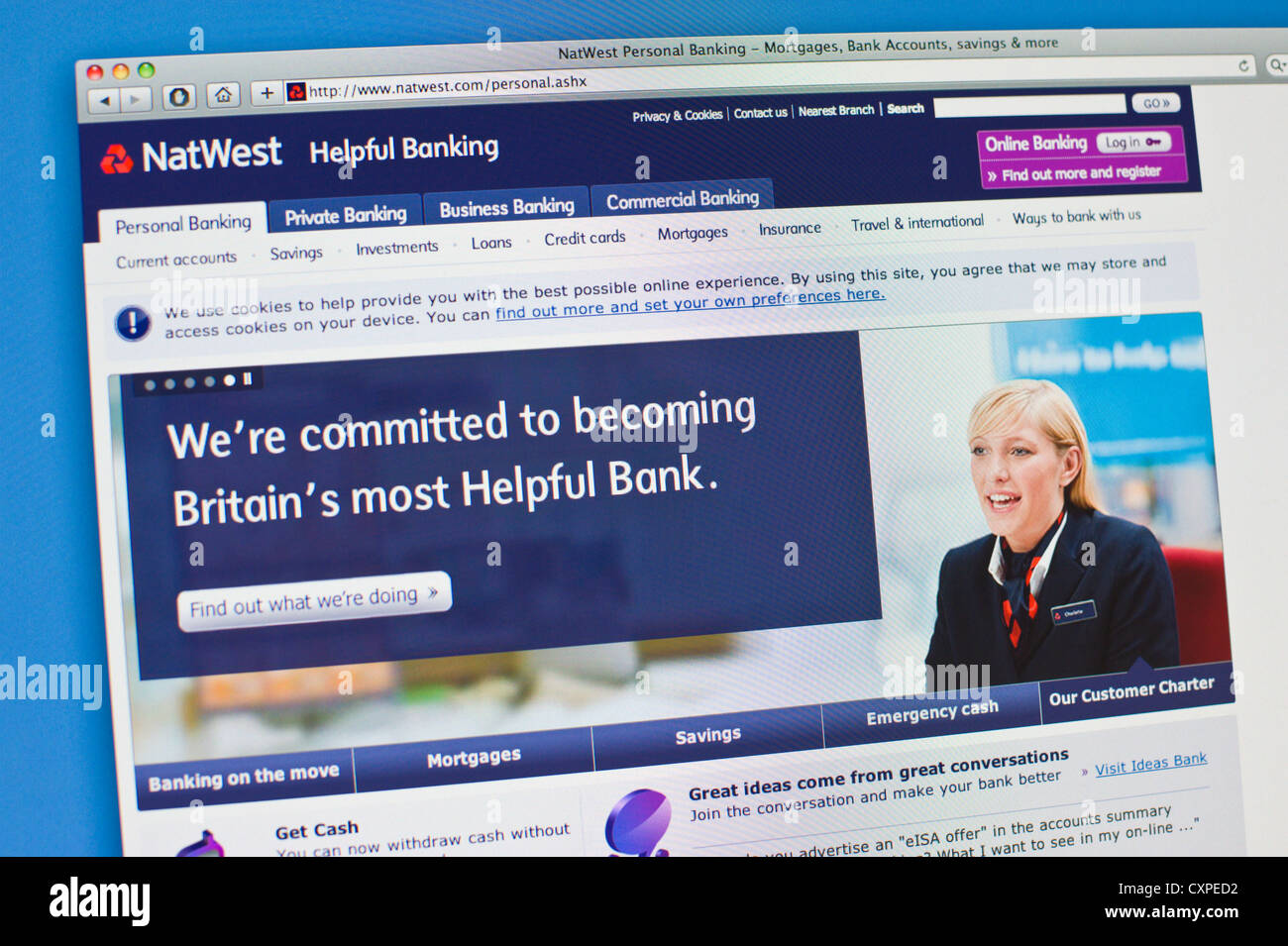 Online-banking-Webseite von NatWest Grossbank Stockfoto