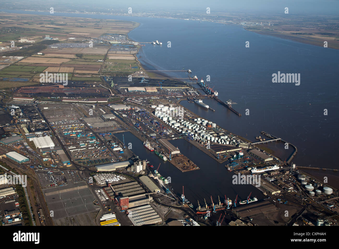 Aerial Immingham Dock Fluss Humber Abp uk Stockfoto