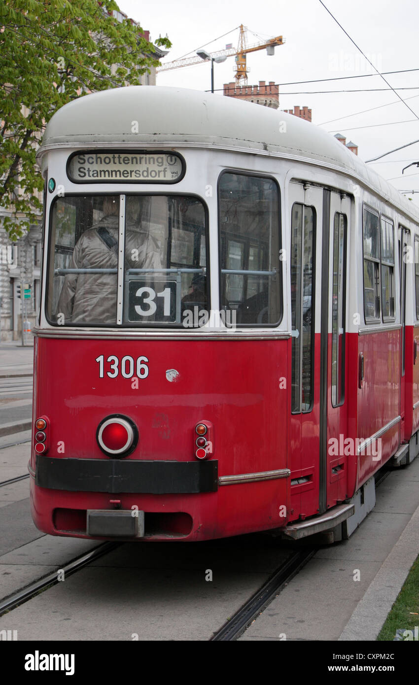 Nr. 31 elektrische Straßenbahn in Wien, Österreich. Stockfoto