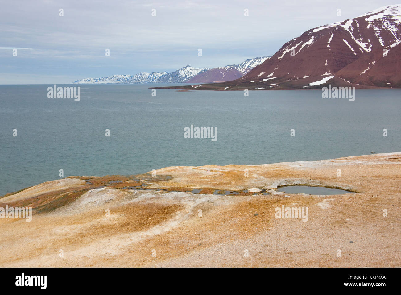 Heiße Quelle in Bockfjord, Spitzbergen, Norwegen Stockfoto