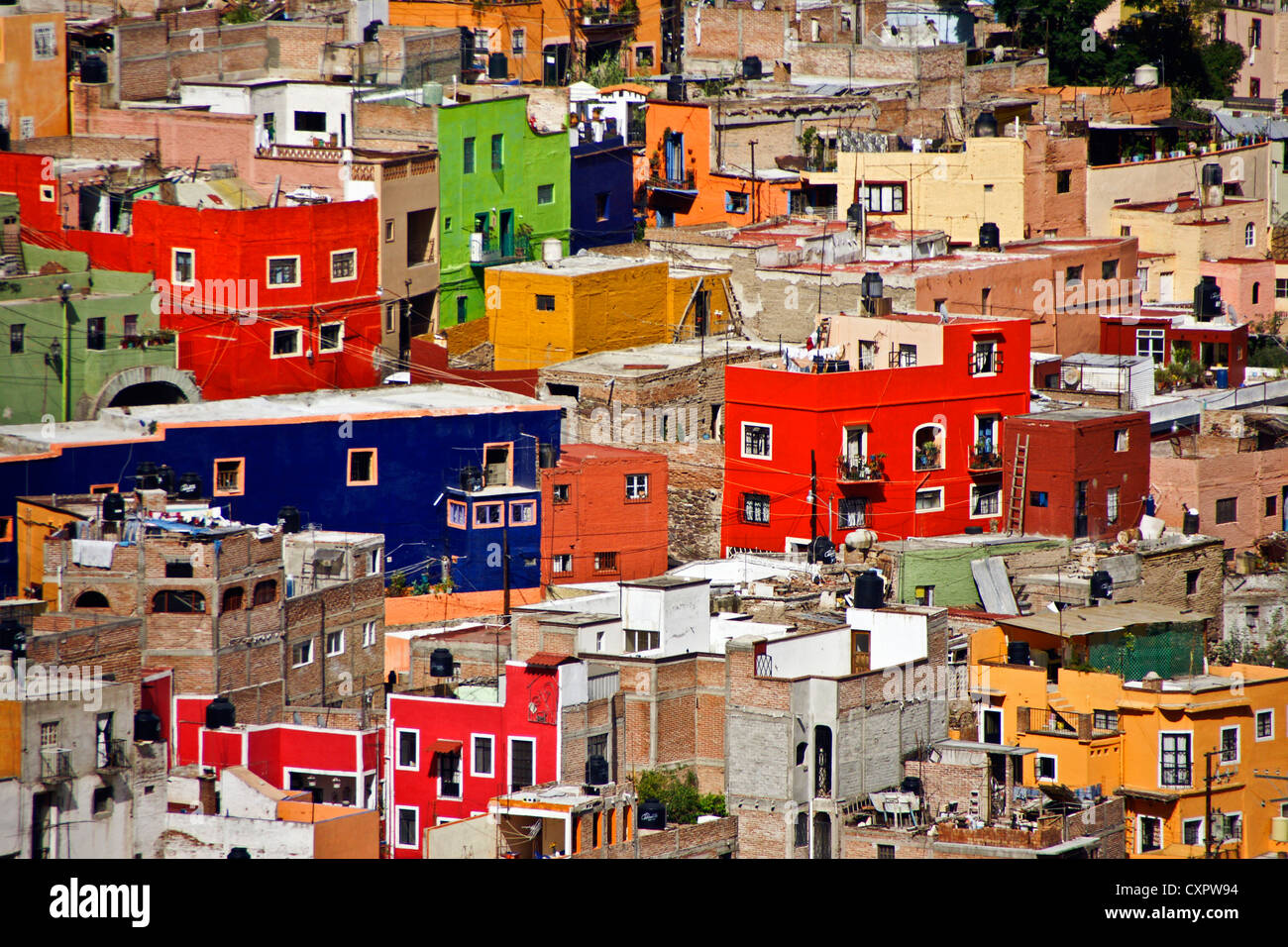 Guanajuato bunt durcheinander von Gebäuden Stockfoto