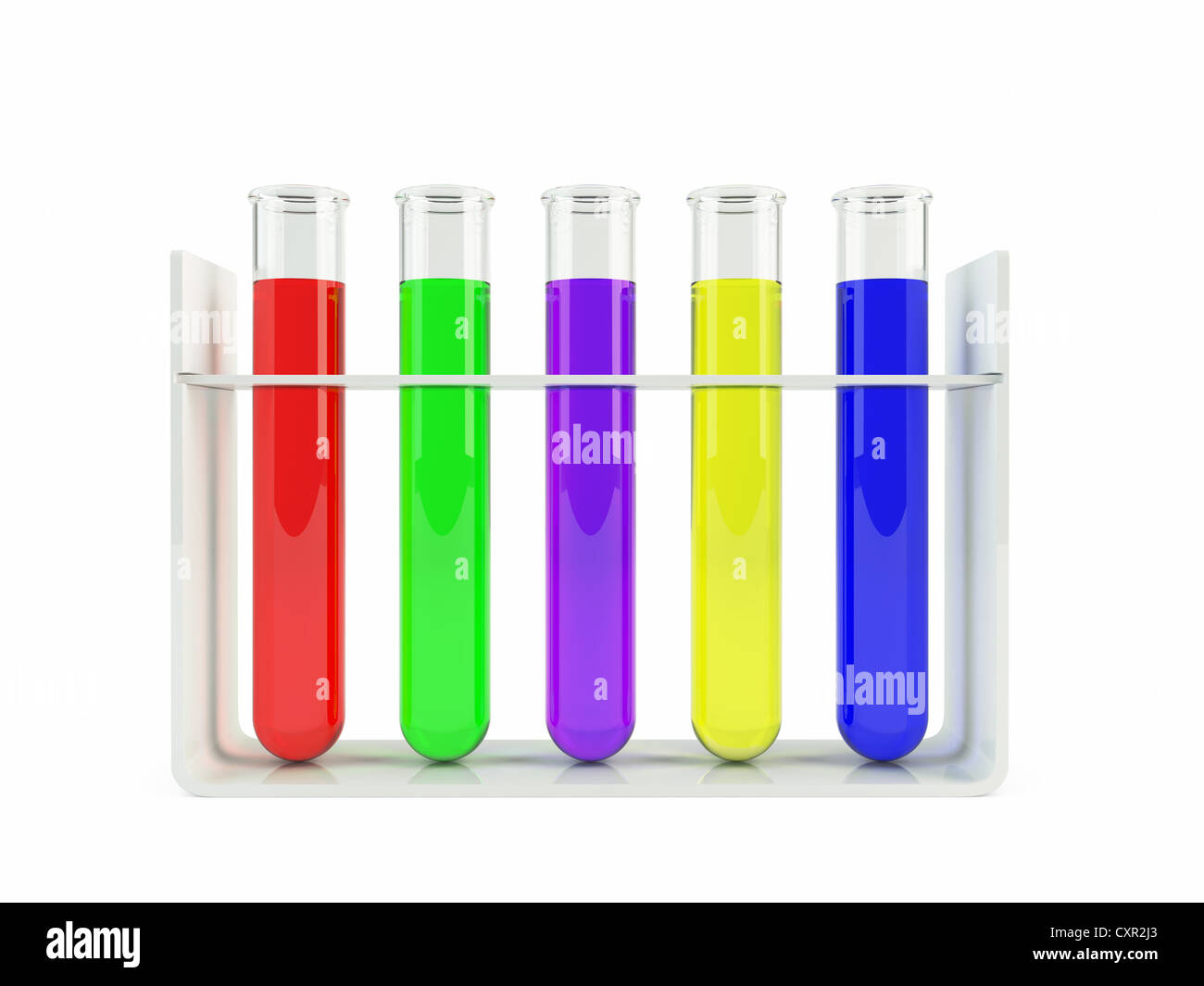 Laborglas mit Reflexionen über weißen Hintergrund isoliert Stockfoto