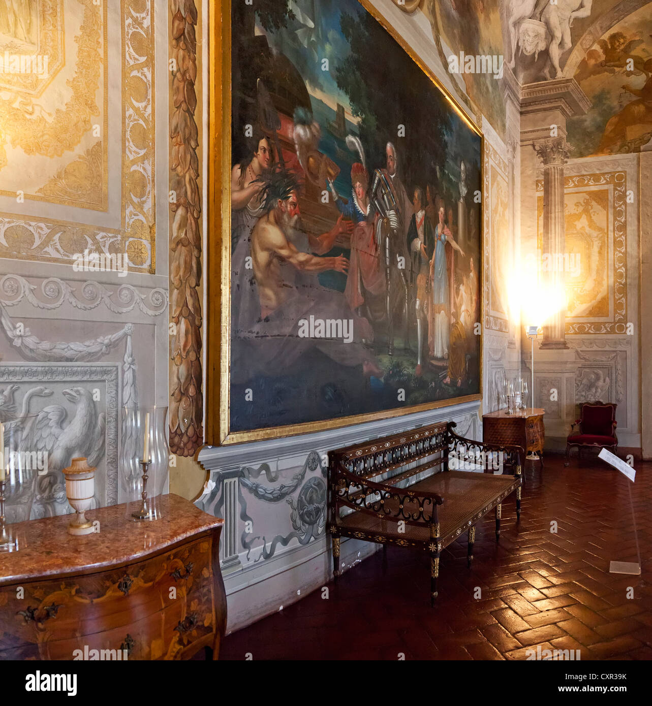 Schicksale Zimmer. Nationalpalast von Mafra, Kloster und Basilika in Portugal. Franziskaner Orden. Barock-Architektur. Stockfoto