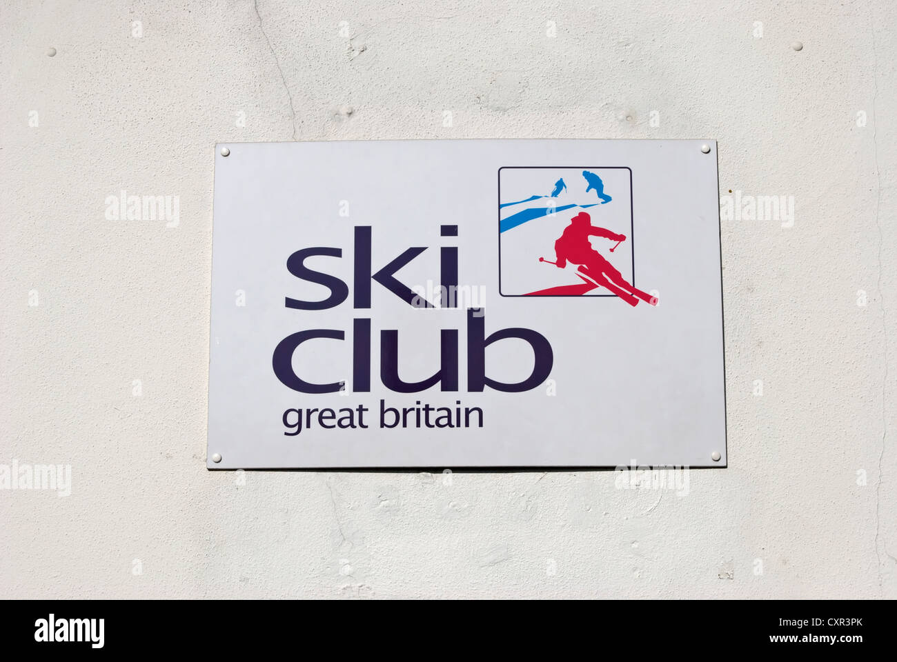 Ski-Club Großbritannien Zeichen im Büro der Ski Company in Wimbledon Village, Südwesten von London, england Stockfoto