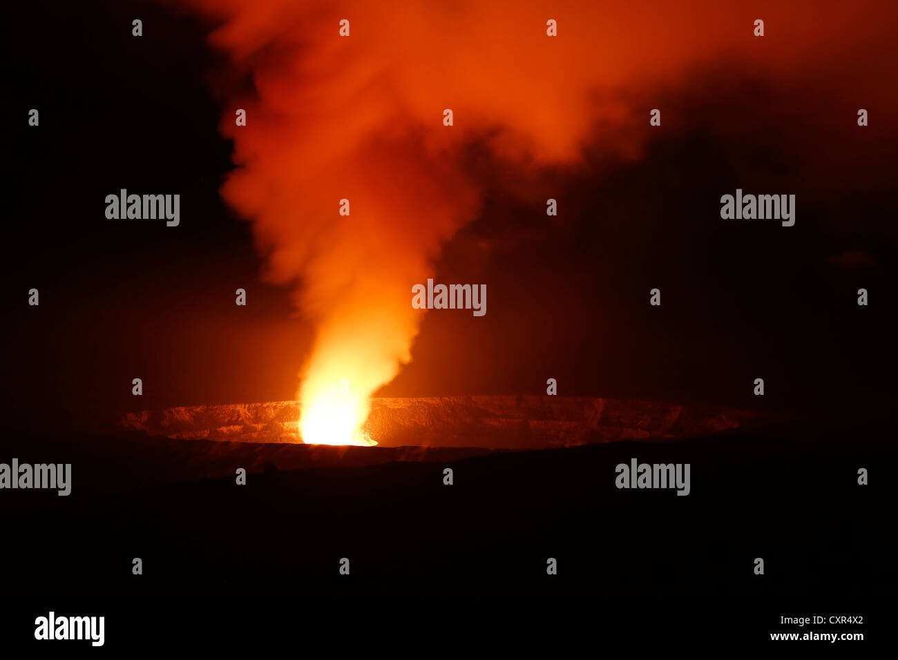 Halema ' u Krater glühen, Jaggar Museum, Kilauea Vulkan, Hawaii Volcanoes National Park, Big Island, USA Stockfoto