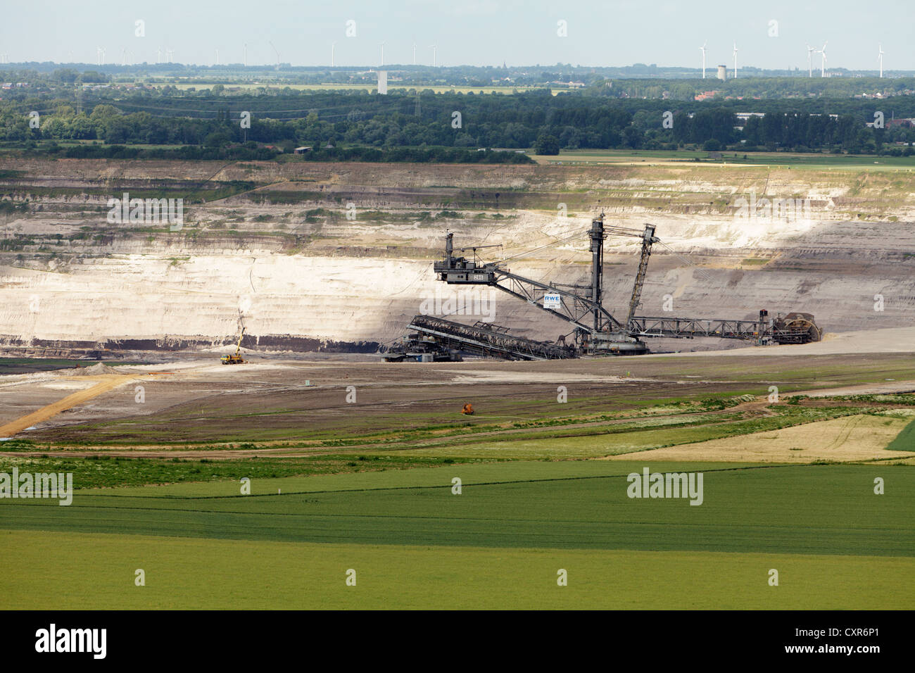 Streuer, Inden Tagebau Braunkohle Bergwerk der RWE Power AG, Gemeinde Inden, Düren District, North Rhine-Westphalia Stockfoto