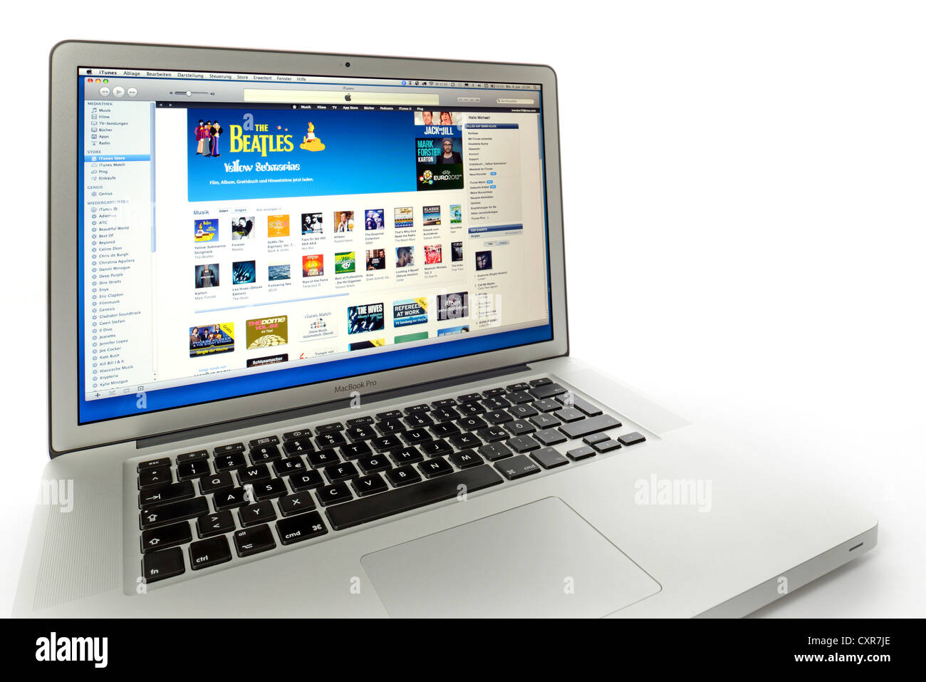Apple iTunes Store, Website angezeigt auf dem Bildschirm von einem Apple MacBook Pro Stockfoto