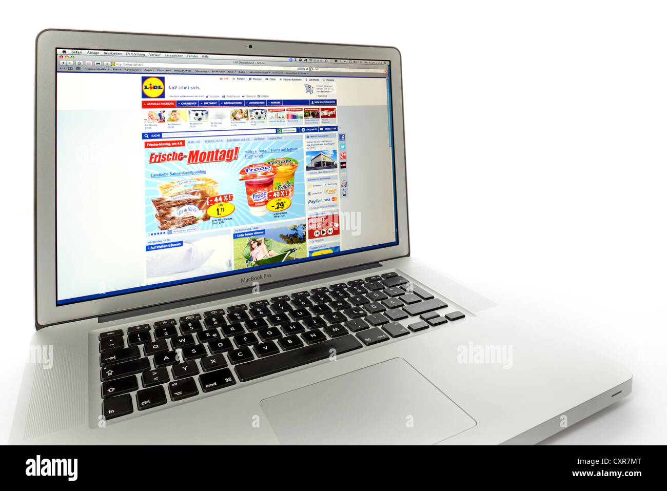 Lidl, Lebensmittel-Discounter, Supermarkt, Website angezeigt auf dem Bildschirm von einem Apple MacBook Pro Stockfoto