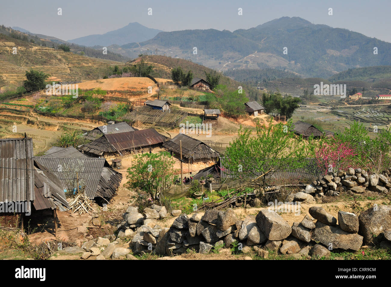 Dorf und Landschaft auf dem Lande in der Nähe von Sa Pa, Nord-Vietnam, Vietnam, Südostasien, Asien Stockfoto