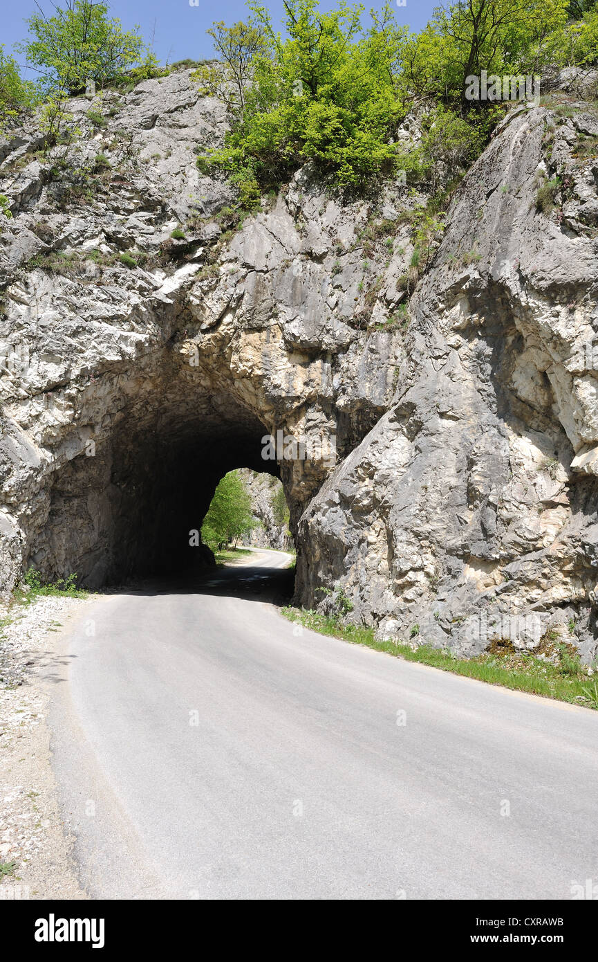 Tunnel in den Fels Stockfoto