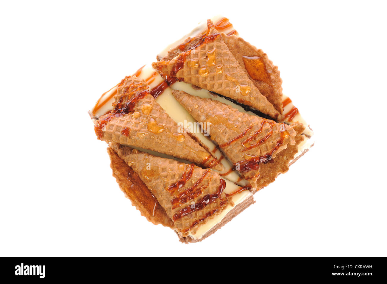 Kuchen Geschmack auf weißem Hintergrund Stockfoto