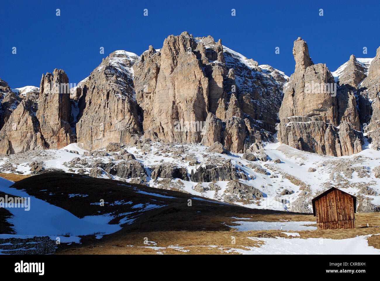 Sella Val Gardena, Blick vom Sella Ronda Stockfoto