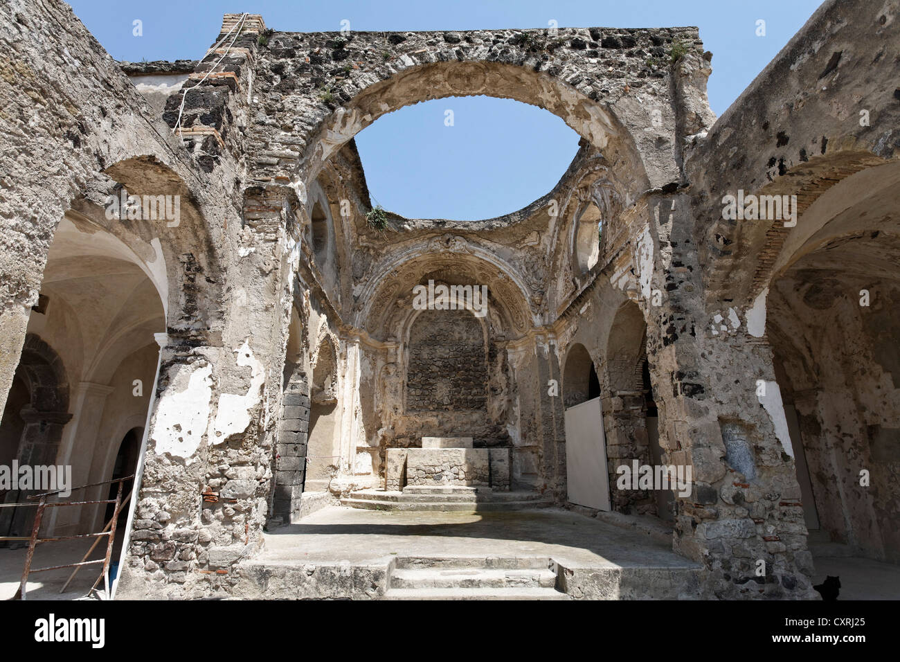 Ruinen der St.-Maria-Himmelfahrt-Kirche, Castello Aragonese, Aragonese, Ischia Ponte, Ischia Burginsel, Golf von Neapel Stockfoto