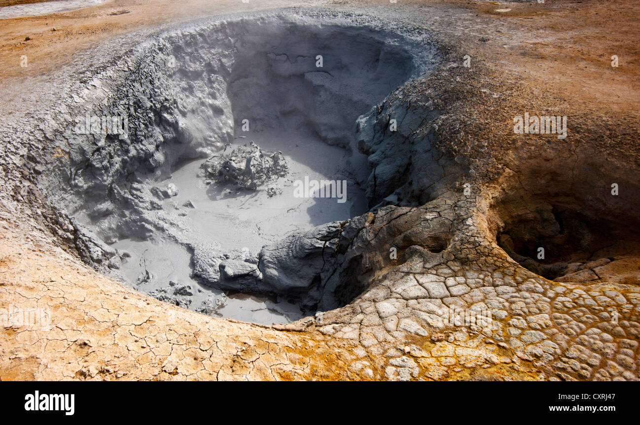 Kochende Mudpools Geysir, Namafjall Hverir Island Stockfoto