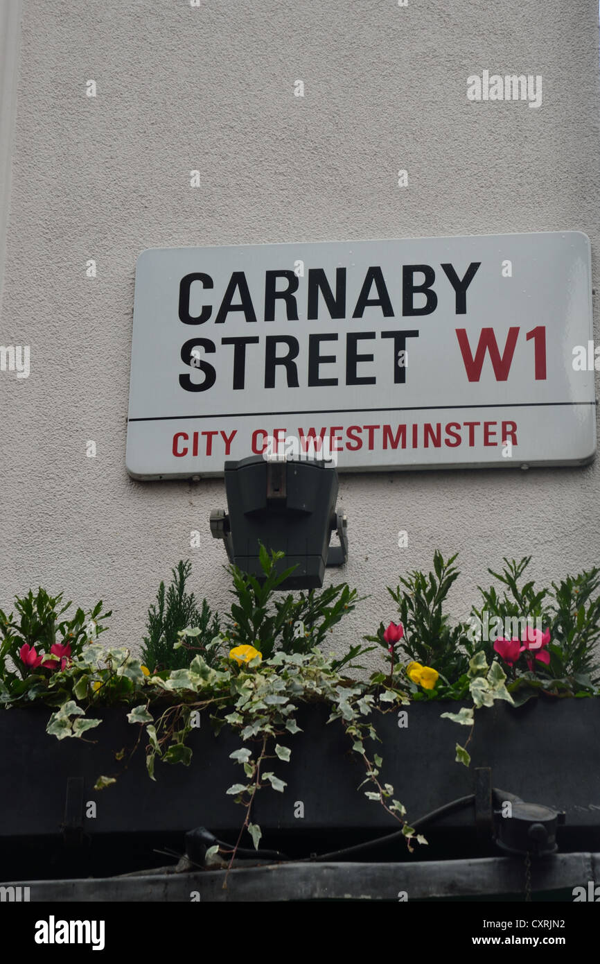 Carnaby Straße Zeichen Stockfoto