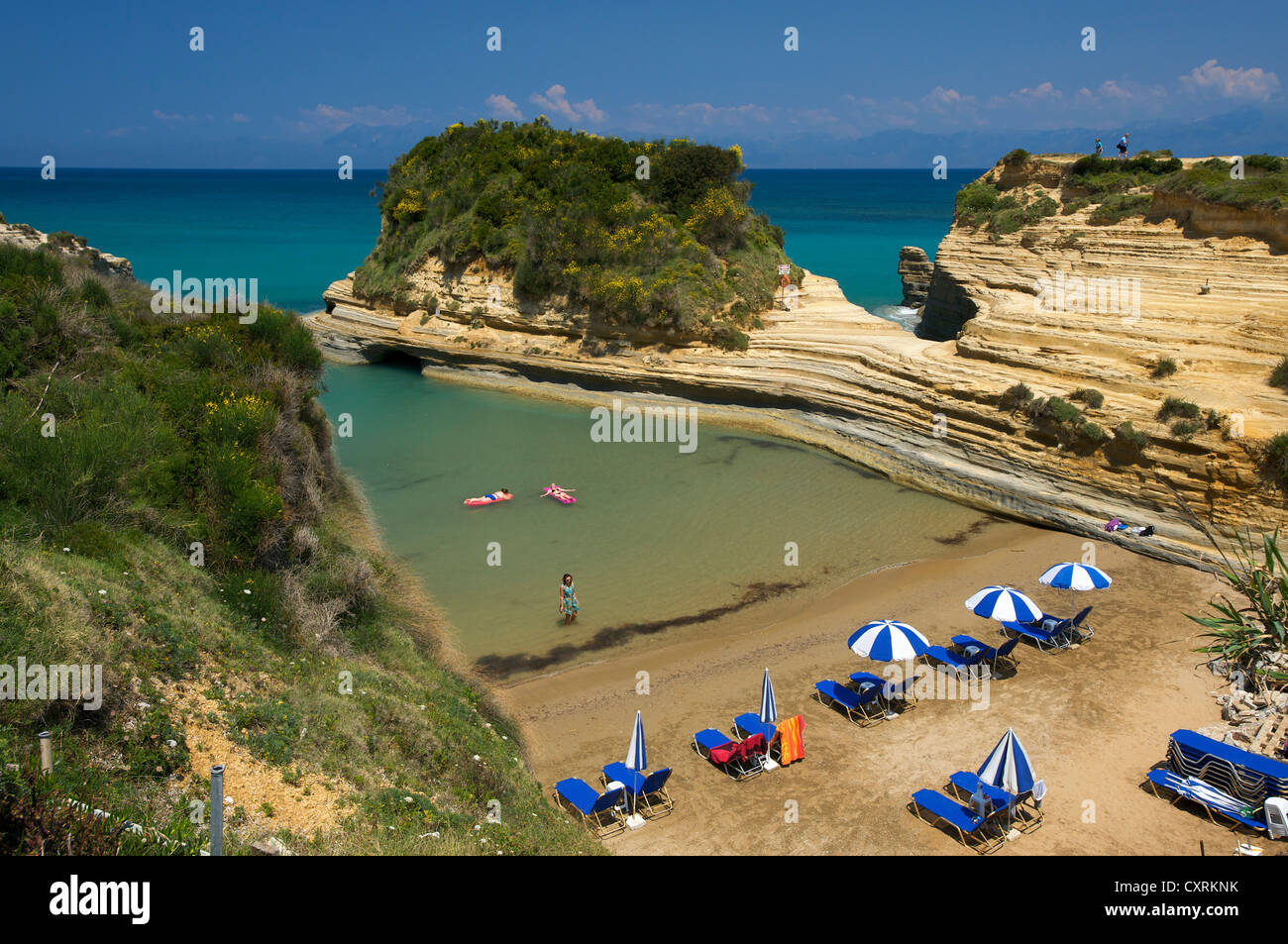 Strand, Canal d ' Amour, in der Nähe von Sidari, Korfu, Ionische Inseln, Griechenland, Europa Stockfoto