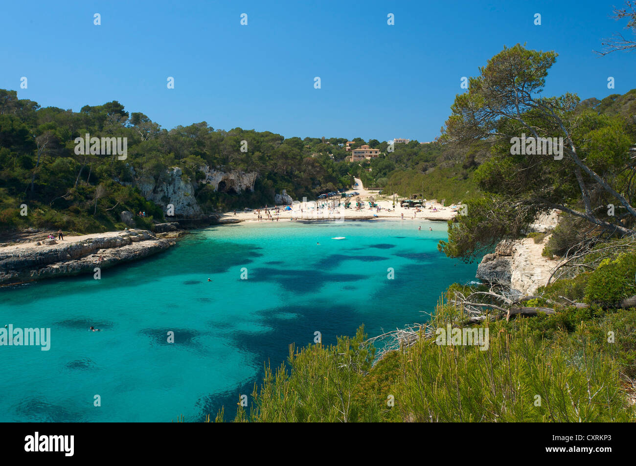 Cala Santanyi mit einem Strand, Mallorca, Balearische Inseln, Spanien, Europa Stockfoto